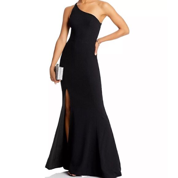 Dress The Population Black Amy One Shoulder Crepe Gown Dress Size XS NEW - Picture 3 of 12